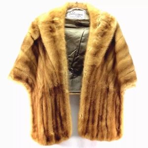 Vintage Sylvia Silverman Real Fur Shawl Wrap Cape